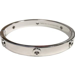 Kate Spade NY Spot The Spade Studded Hinged Bangle Bracelet Jewelry Silver Tone